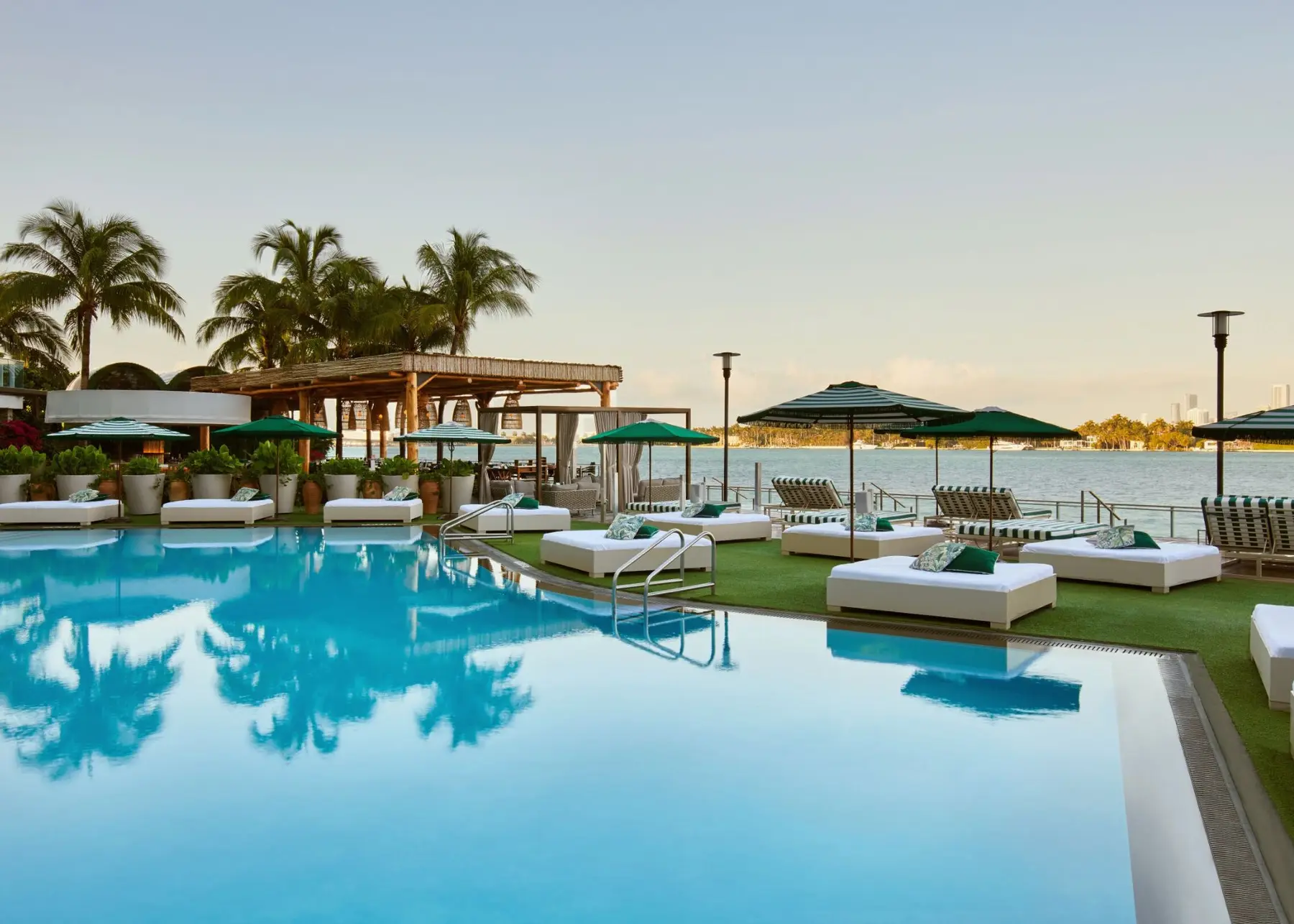 The Mondrian South Beach pool deck on Biscayne Bay